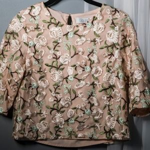 Floral embroidered crop shirt